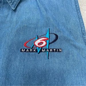 Mark Martin #6 Women’s Denim Sleeveless Bottom Down Shirt - Medium NASCAR Y2K